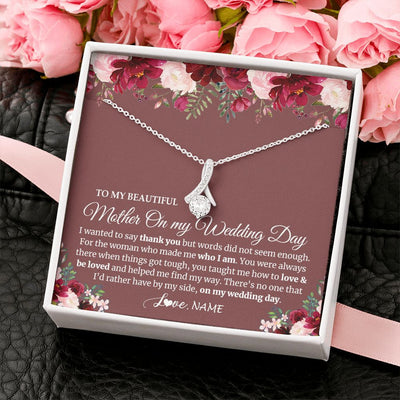 Alluring Beauty Necklace | Personalized To My Mother On My Wedding Day Necklace From Daughter Bride To Mom I Wanted To Say Thank You Mother Jewelry Customized Gift Box Message Card | siriusteestore