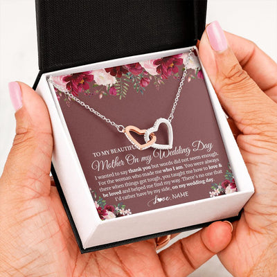 Interlocking Hearts Necklace | Personalized To My Mother On My Wedding Day Necklace From Daughter Bride To Mom I Wanted To Say Thank You Mother Jewelry Customized Gift Box Message Card | siriusteestore