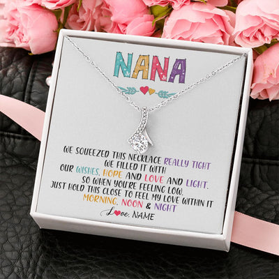 Alluring Beauty Necklace | Personalized To My Nana Necklace From Grandkids Granddaughter We Squeezed This Necklace Nana Birthday Mothers Day Christmas Customized Gift Box Message Card | siriusteestore