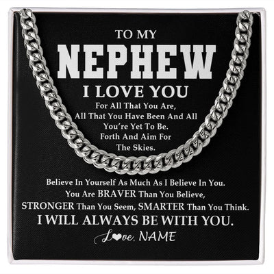 Cuban Link Chain Necklace | Personalized To My Nephew Necklace Cuban From Aunt Uncle Believe In Yourself Nephew Birthday Graduation Christmas Customized Gift Box Message Card | siriusteestore