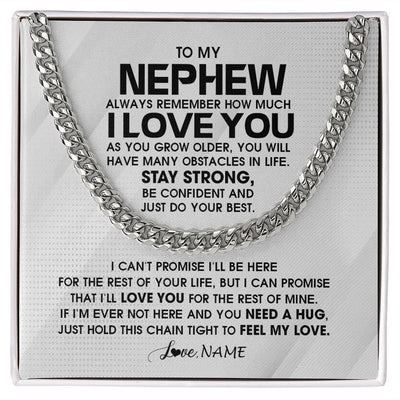 Cuban Link Chain Necklace | Personalized To My Nephew Necklace From Aunt Uncle Always Remember I Love You Nephew Birthday Graduation Christmas Customized Gift Box Message Card | siriusteestore