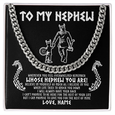 Cuban Link Chain Necklace | Personalized To My Nephew Viking Necklace From Uncle Whenever You Feel Overwhelmed Nephew Birthday Christmas Customized Gift Message Card | siriusteestore