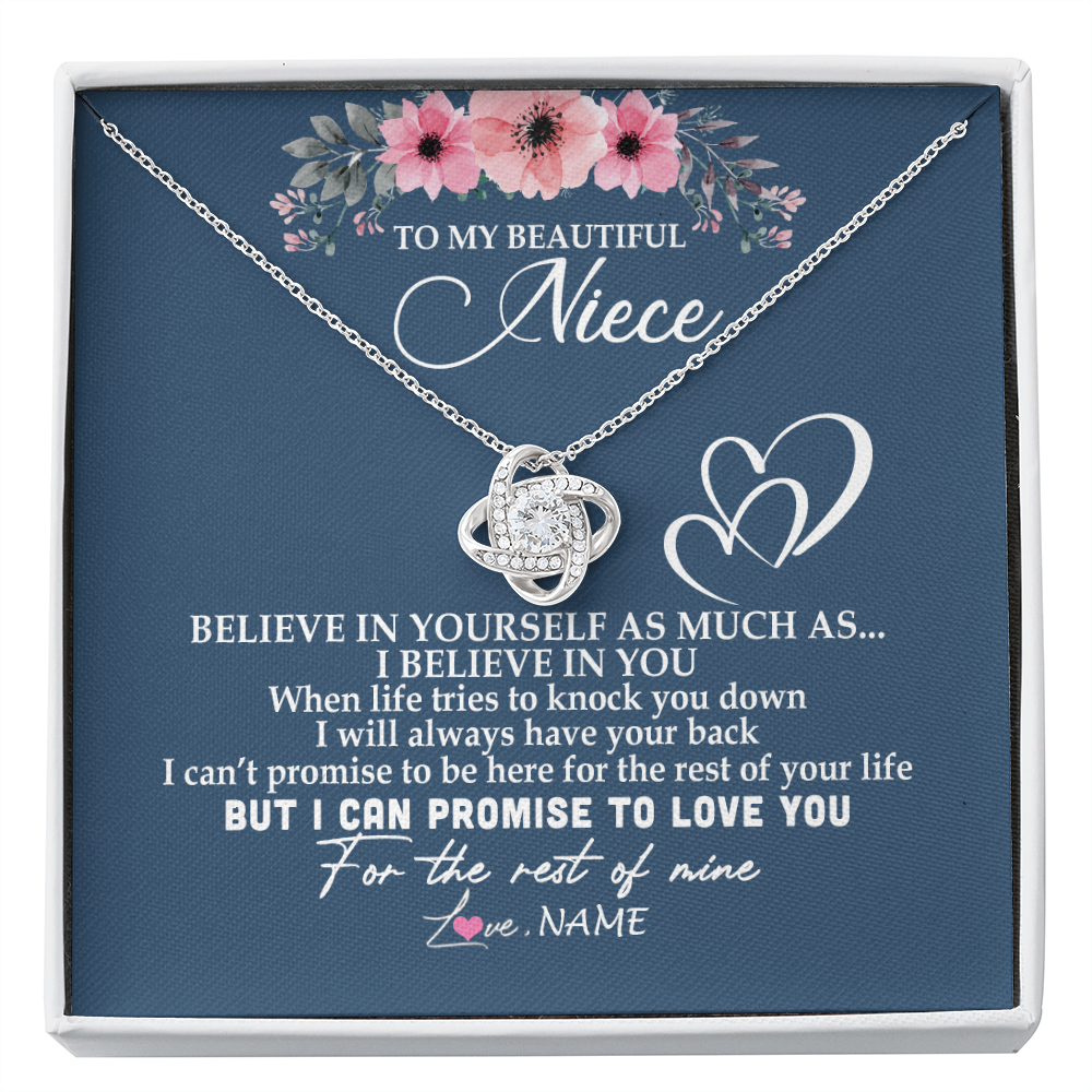 Love Knot Necklace | Personalized To My Niece Necklace From Aunt Auntie Believe In Yourself Niece Birthday Graduation Christmas Customized Message Card | siriusteestore