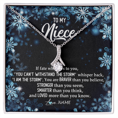 Alluring Beauty Necklace | Personalized To My Niece Necklace From Aunt Auntie Uncle Auntie Whisper Back I Am The Storm Niece Pendant Jewelry Birthday Christmas Customized Message Card | siriusteestore