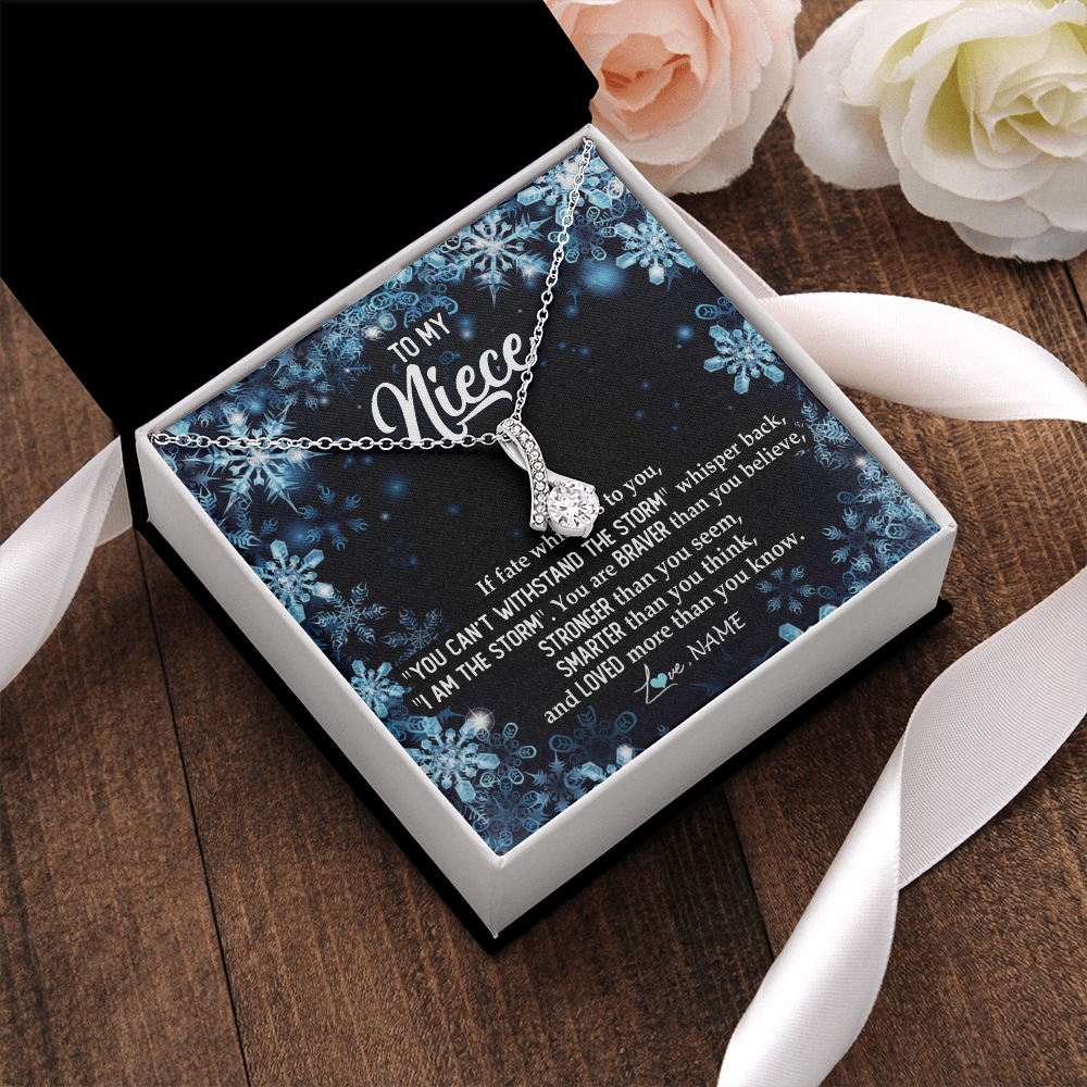 Alluring Beauty Necklace | Personalized To My Niece Necklace From Aunt Auntie Uncle Auntie Whisper Back I Am The Storm Niece Pendant Jewelry Birthday Christmas Customized Message Card | siriusteestore