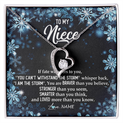 Forever Love Necklace | Personalized To My Niece Necklace From Aunt Auntie Uncle Auntie Whisper Back I Am The Storm Niece Pendant Jewelry Birthday Christmas Customized Message Card | siriusteestore