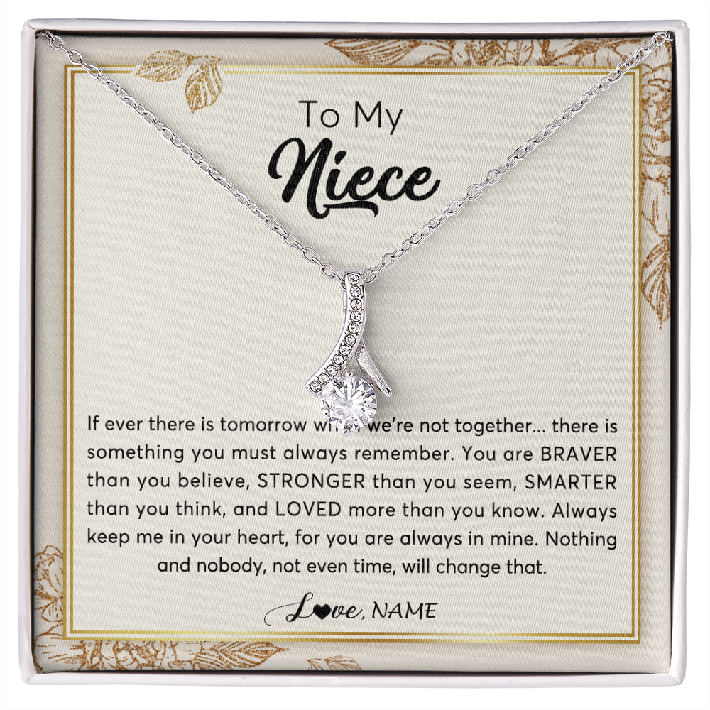 Alluring Beauty Necklace | Personalized To My Niece Necklace From Aunt Auntie Uncle Braver Stronger Smarter Loved Niece Jewelry Birthday Christmas Customized Gift Box Message Card | siriusteestore