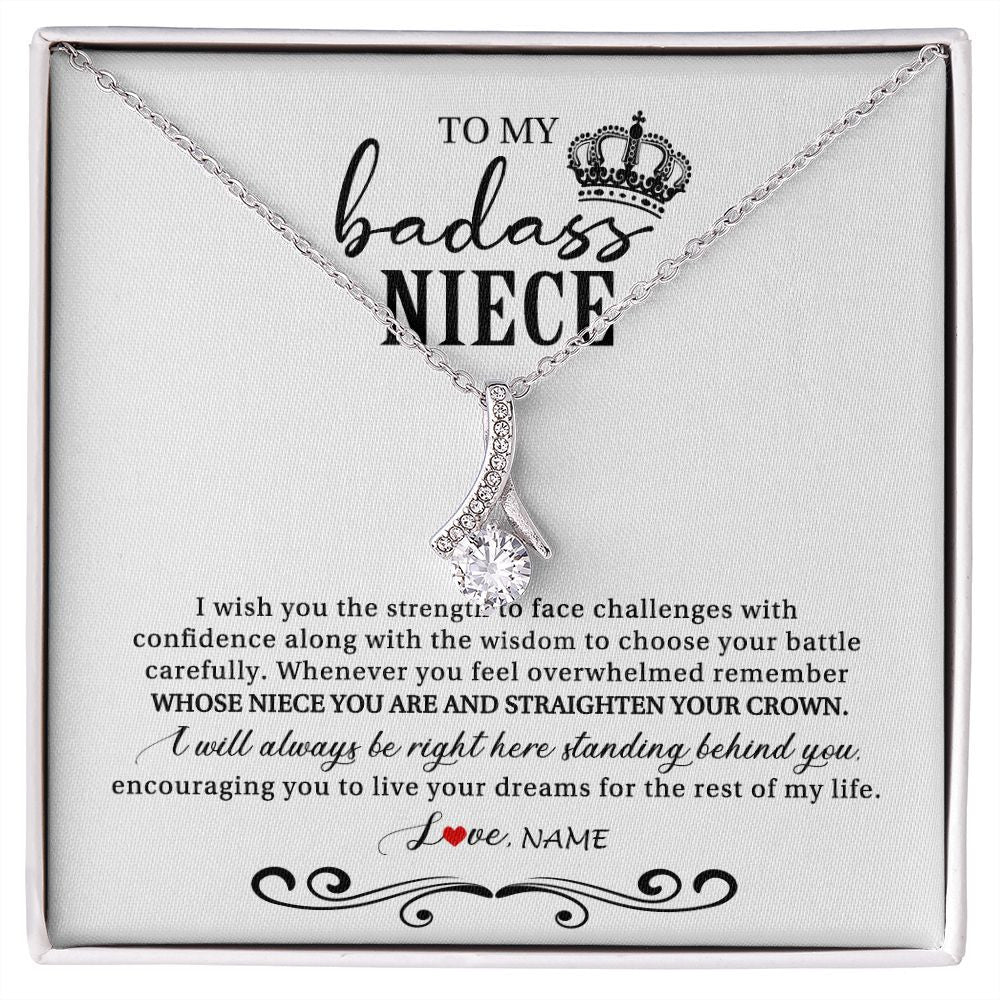 Alluring Beauty Necklace | Personalized To My Niece Necklace From Aunt Auntie Uncle Wish You The Strength Niece Birthday Christmas Graduation Jewelry Customized Gift Box Message Card | siriusteestore