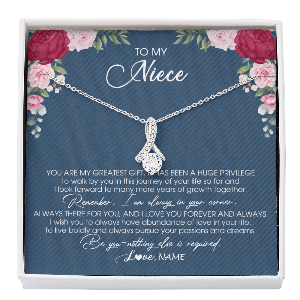 Alluring Beauty Necklace | Personalized To My Niece Necklace From Aunt Auntie Uncle You Are My Greatest Gift Niece Birthday Christmas Customized Jewelry Gift Box Message Card | siriusteestore