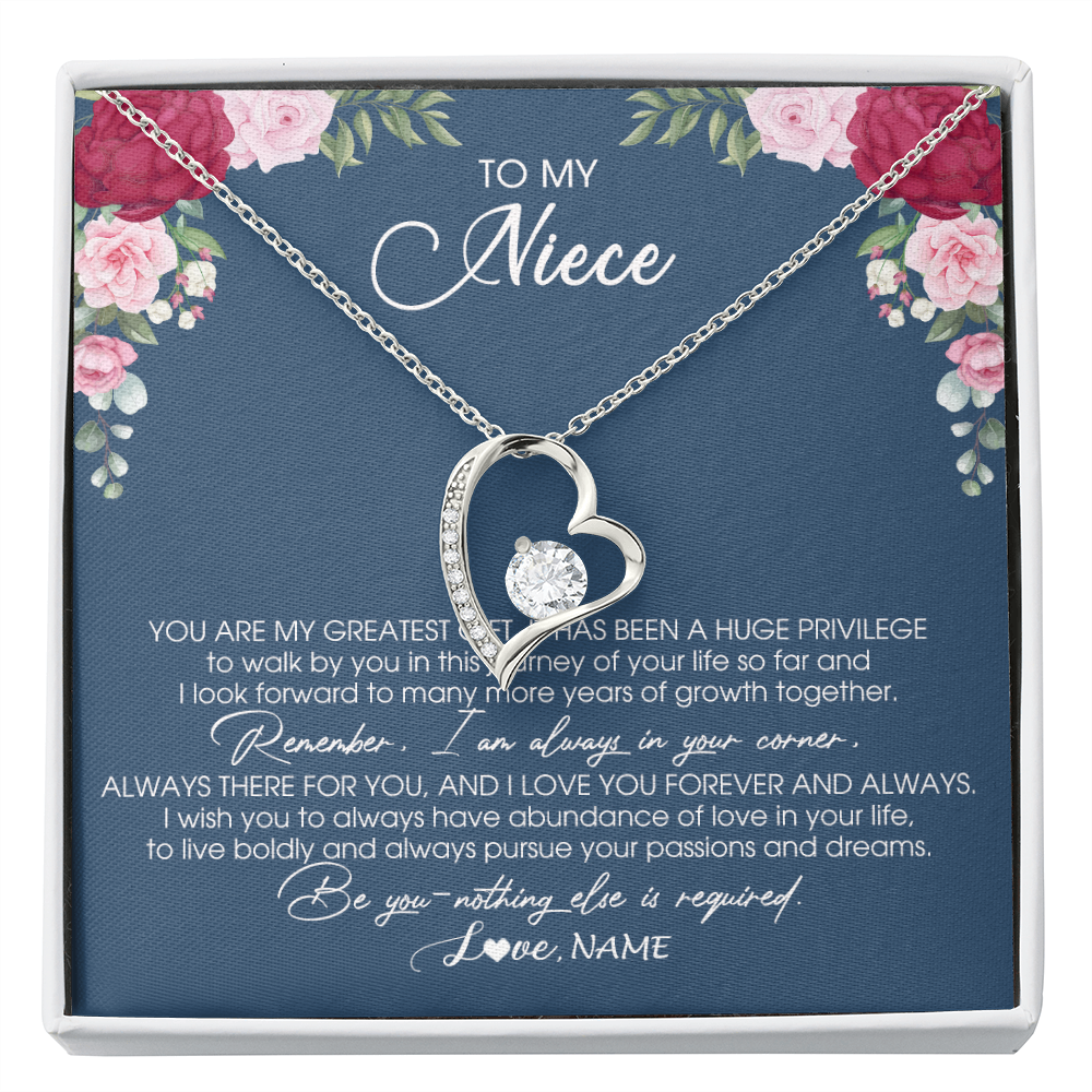 Forever Love Necklace | Personalized To My Niece Necklace From Aunt Auntie Uncle You Are My Greatest Gift Niece Birthday Christmas Customized Jewelry Gift Box Message Card | siriusteestore