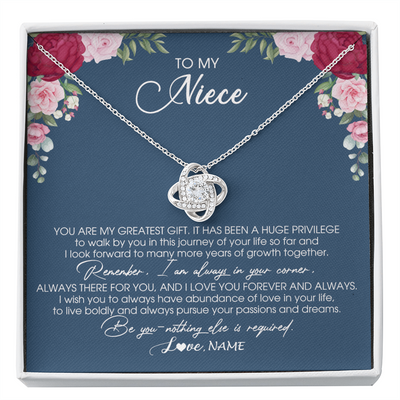 Love Knot Necklace | Personalized To My Niece Necklace From Aunt Auntie Uncle You Are My Greatest Gift Niece Birthday Christmas Customized Jewelry Gift Box Message Card | siriusteestore