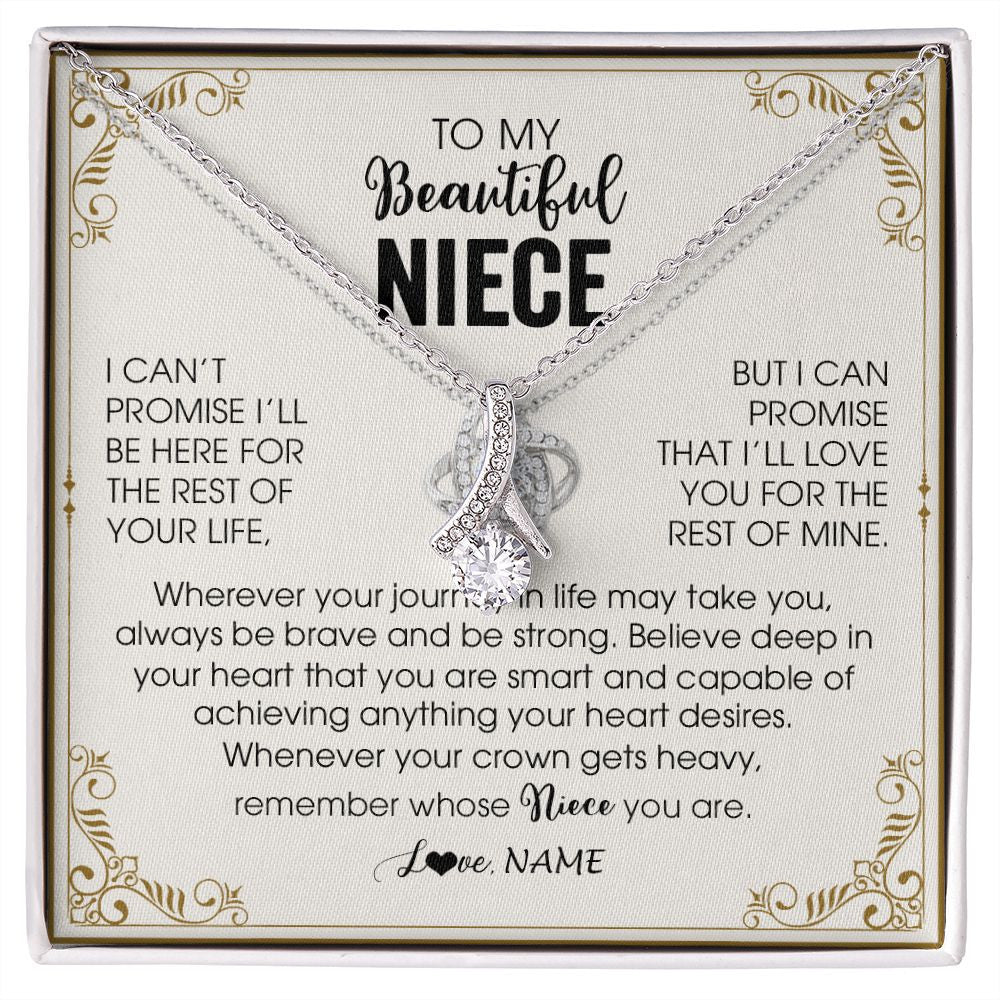Alluring Beauty Necklace | Personalized To My Niece Necklace From Aunt Auntie Wherever Your Journey in Life There Niece Birthday Christmas Graduation Customized Gift Box Message Card | siriusteestore
