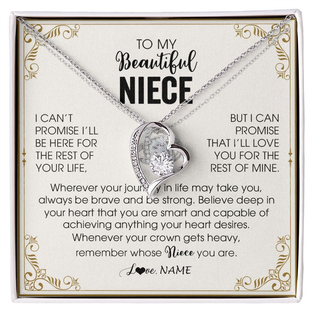 Forever Love Necklace | Personalized To My Niece Necklace From Aunt Auntie Wherever Your Journey in Life There Niece Birthday Christmas Graduation Customized Gift Box Message Card | siriusteestore
