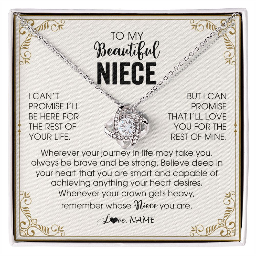 Love Knot Necklace | Personalized To My Niece Necklace From Aunt Auntie Wherever Your Journey in Life There Niece Birthday Christmas Graduation Customized Gift Box Message Card | siriusteestore