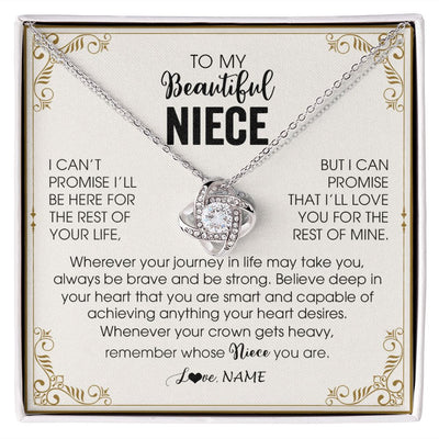 Love Knot Necklace | Personalized To My Niece Necklace From Aunt Auntie Wherever Your Journey in Life There Niece Birthday Christmas Graduation Customized Gift Box Message Card | siriusteestore