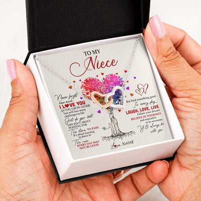 Interlocking Hearts Necklace | Personalized To My Niece Necklace From Aunt Aunty Colorful Tree Never Forget I Love You Niece Birthday Graduation Christmas Customized Gift Box Message Card | siriusteestore
