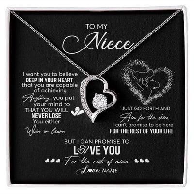 Forever Love Necklace | Personalized To My Niece Necklace From Aunt Aunty Promise To Love You Niece Birthday Graduation Christmas Pendant Customized Gift Box Message Card | siriusteestore