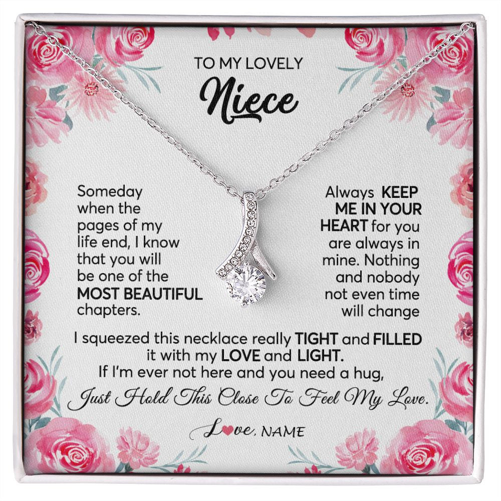 Alluring Beauty Necklace | Personalized To My Niece Necklace From Aunt Uncle Always Keep Me in Your Heart Niece Jewelry Pendant Birthday Graduation Christmas Customized Message Card | siriusteestore