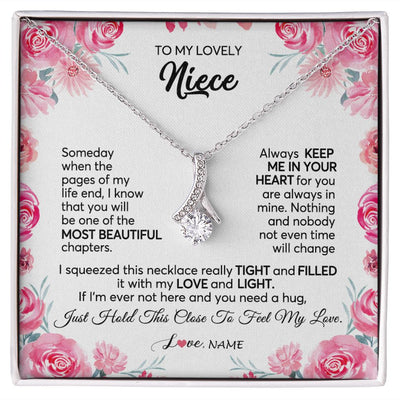 Alluring Beauty Necklace | Personalized To My Niece Necklace From Aunt Uncle Always Keep Me in Your Heart Niece Jewelry Pendant Birthday Graduation Christmas Customized Message Card | siriusteestore