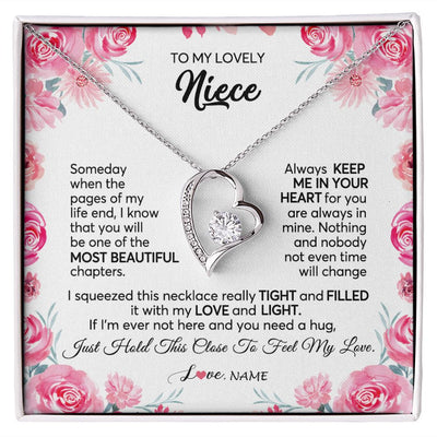 Forever Love Necklace | Personalized To My Niece Necklace From Aunt Uncle Always Keep Me in Your Heart Niece Jewelry Pendant Birthday Graduation Christmas Customized Message Card | siriusteestore