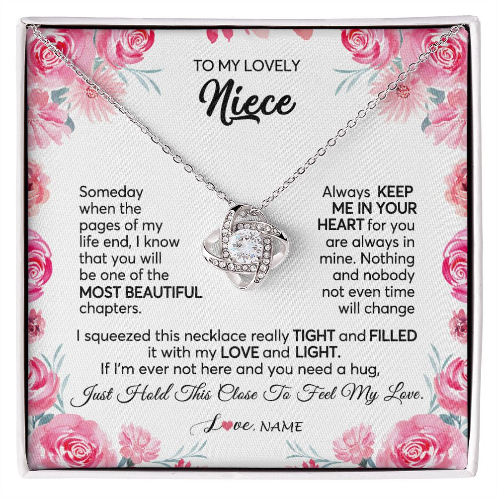 Love Knot Necklace | Personalized To My Niece Necklace From Aunt Uncle Always Keep Me in Your Heart Niece Jewelry Pendant Birthday Graduation Christmas Customized Message Card | siriusteestore