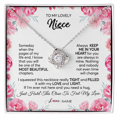 Love Knot Necklace | Personalized To My Niece Necklace From Aunt Uncle Always Keep Me in Your Heart Niece Jewelry Pendant Birthday Graduation Christmas Customized Message Card | siriusteestore