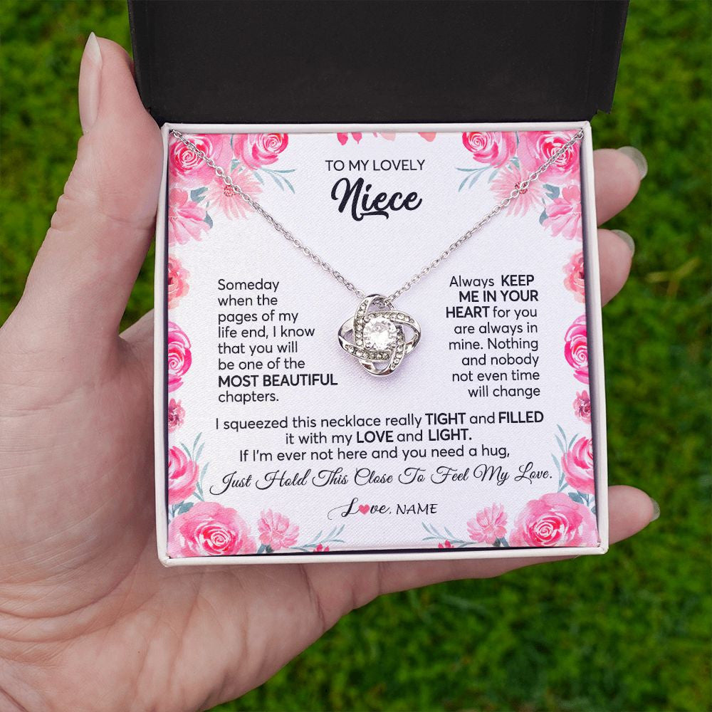 Love Knot Necklace | Personalized To My Niece Necklace From Aunt Uncle Always Keep Me in Your Heart Niece Jewelry Pendant Birthday Graduation Christmas Customized Message Card | siriusteestore