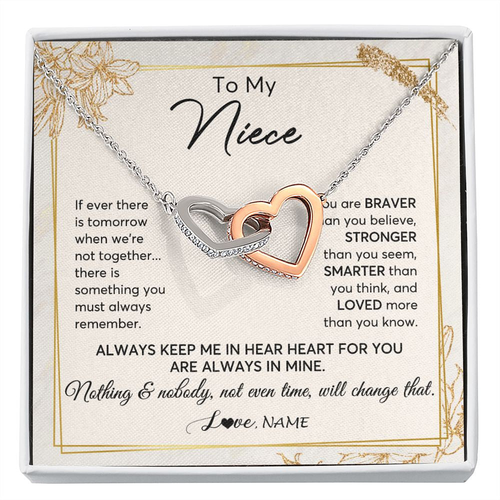 Interlocking Hearts Necklace | Personalized To My Niece Necklace From Aunt Uncle Auntie Always Keep Me In Your Heart Niece Birthday Graduation Christmas Customized Gift Box Message Card | siriusteestore