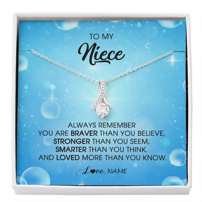 Alluring Beauty Necklace | Personalized To My Niece Necklace From Aunt Uncle Auntie Always Remember You Are Braver Niece Pendant Jewelry Birthday Christmas Customized Message Card | siriusteestore