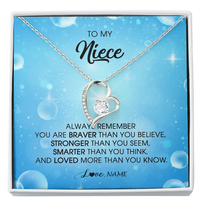 Forever Love Necklace | Personalized To My Niece Necklace From Aunt Uncle Auntie Always Remember You Are Braver Niece Pendant Jewelry Birthday Christmas Customized Message Card | siriusteestore