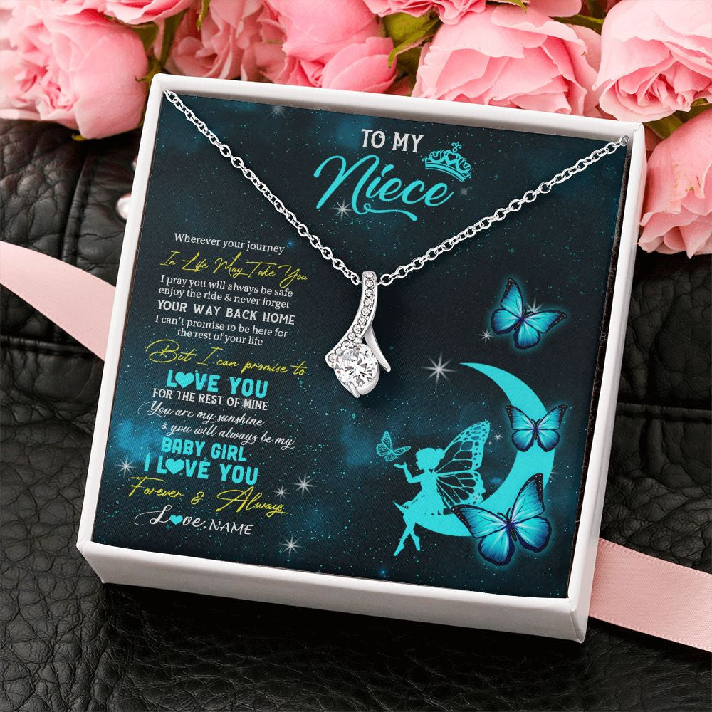 Alluring Beauty Necklace | Personalized To My Niece Necklace From Aunt Uncle Auntie Fairy Silhouette Fantasy Moon Niece Birthday Christmas Jewelry Customized Gift Box Message Card | siriusteestore