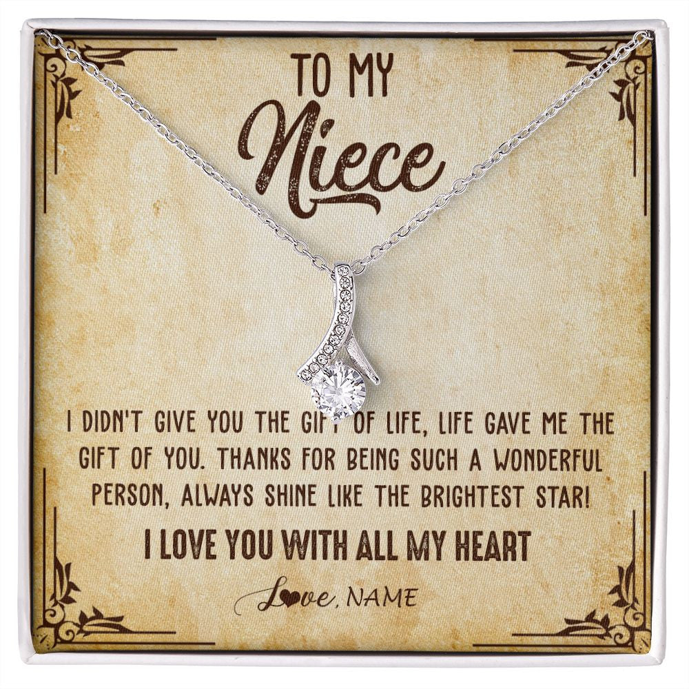 Alluring Beauty Necklace | Personalized To My Niece Necklace From Aunt Uncle Auntie I Love You With All My Heart Niece Birthday Christmas Jewelry Customized Gift Box Message Card | siriusteestore