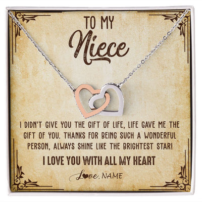 Interlocking Hearts Necklace | Personalized To My Niece Necklace From Aunt Uncle Auntie I Love You With All My Heart Niece Birthday Christmas Jewelry Customized Gift Box Message Card | siriusteestore