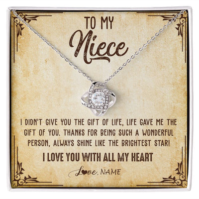 Love Knot Necklace | Personalized To My Niece Necklace From Aunt Uncle Auntie I Love You With All My Heart Niece Birthday Christmas Jewelry Customized Gift Box Message Card | siriusteestore