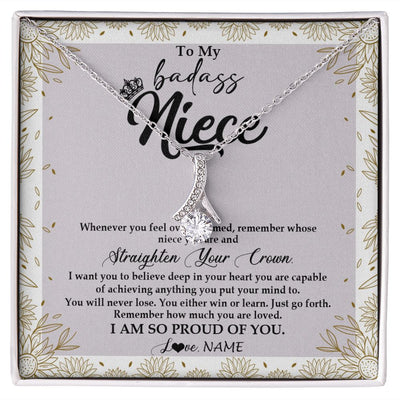 Alluring Beauty Necklace | Personalized To My Niece Necklace From Aunt Uncle Auntie Straighten Your Crown Niece Birthday Christmas Graduation Jewelry Customized Gift Box Message Card | siriusteestore