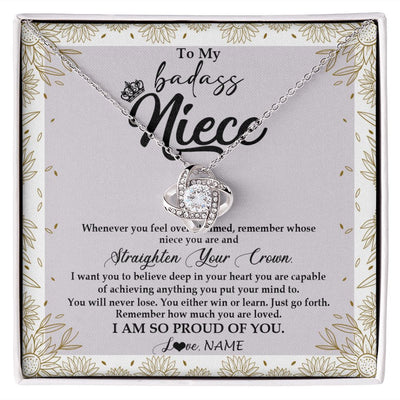 Love Knot Necklace | Personalized To My Niece Necklace From Aunt Uncle Auntie Straighten Your Crown Niece Birthday Christmas Graduation Jewelry Customized Gift Box Message Card | siriusteestore