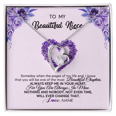 Forever Love Necklace | Personalized To My Niece Necklace From Aunt Uncle Flower Flower Always Keep Me In Your Heart Niece Jewelry Birthday Christmas Customized Gift Box Message Card | siriusteestore