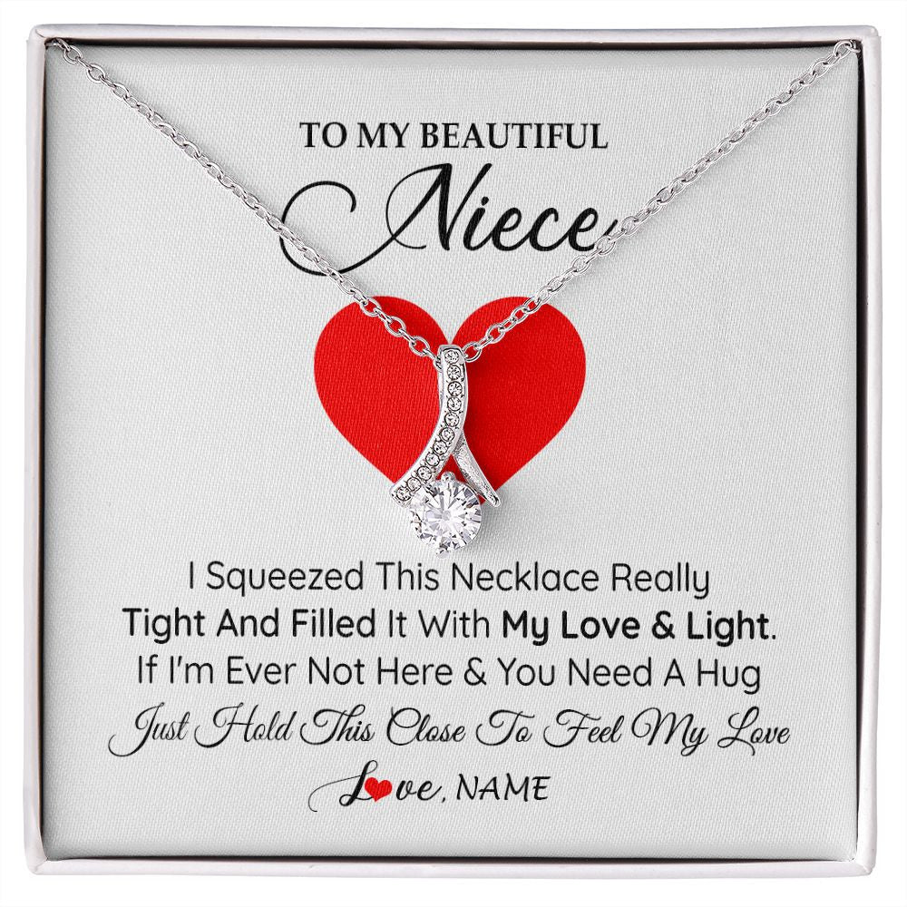 Alluring Beauty Necklace | Personalized To My Niece Necklace From Aunt Uncle I Squeezed This Necklace Niece Jewelry Pendant Birthday Graduation Christmas Customized Message Card | siriusteestore