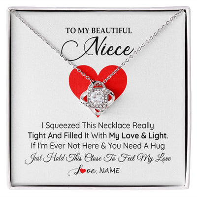 Love Knot Necklace | Personalized To My Niece Necklace From Aunt Uncle I Squeezed This Necklace Niece Jewelry Pendant Birthday Graduation Christmas Customized Message Card | siriusteestore
