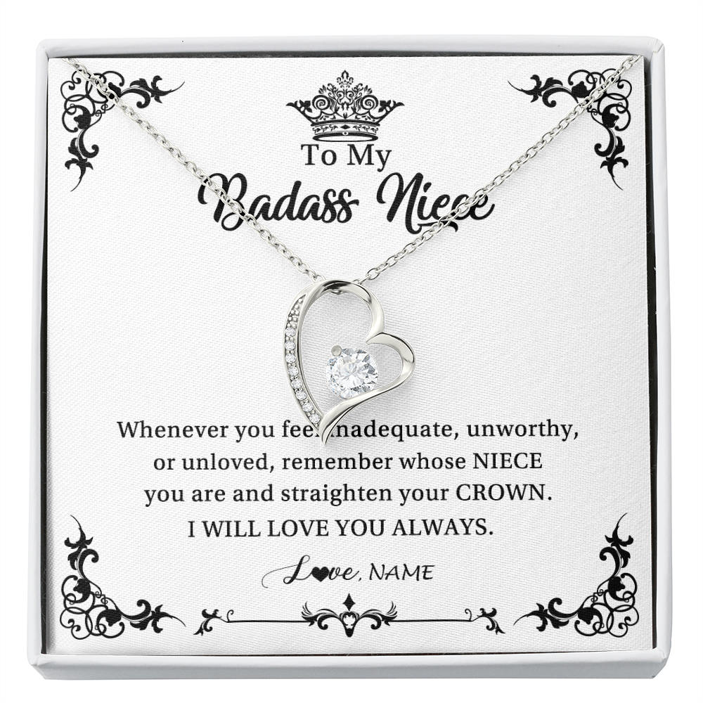 Forever Love Necklace | Personalized To My Niece Necklace From Aunt Uncle I Will Love You Always Niece Pendant Jewelry Birthday Graduation Christmas Customized Message Card | siriusteestore