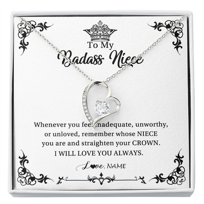 Forever Love Necklace | Personalized To My Niece Necklace From Aunt Uncle I Will Love You Always Niece Pendant Jewelry Birthday Graduation Christmas Customized Message Card | siriusteestore