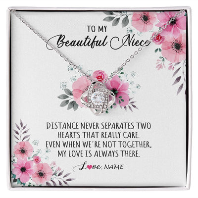 Love Knot Necklace | Personalized To My Niece Necklace From Aunt Uncle My Love Is Always There Niece Jewelry Birthday Graduation Christmas Customized Gift Box Message Card | siriusteestore