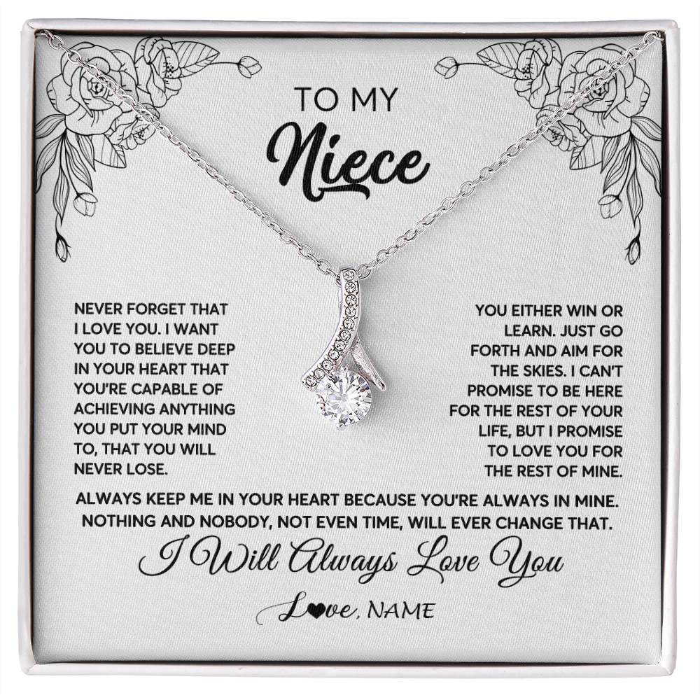 Alluring Beauty Necklace | Personalized To My Niece Necklace From Aunt Uncle Never Forget That I Love You Niece Birthday Christmas Pendant Jewelry Customized Gift Box Message Card | siriusteestore
