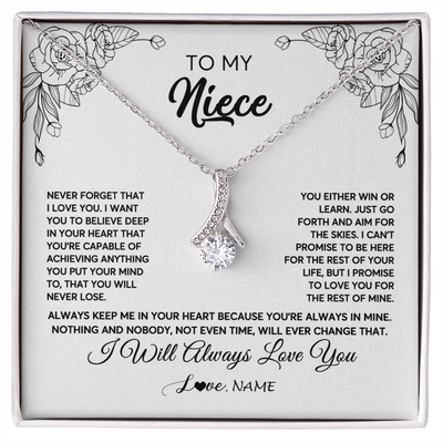Alluring Beauty Necklace | Personalized To My Niece Necklace From Aunt Uncle Never Forget That I Love You Niece Birthday Christmas Pendant Jewelry Customized Gift Box Message Card | siriusteestore