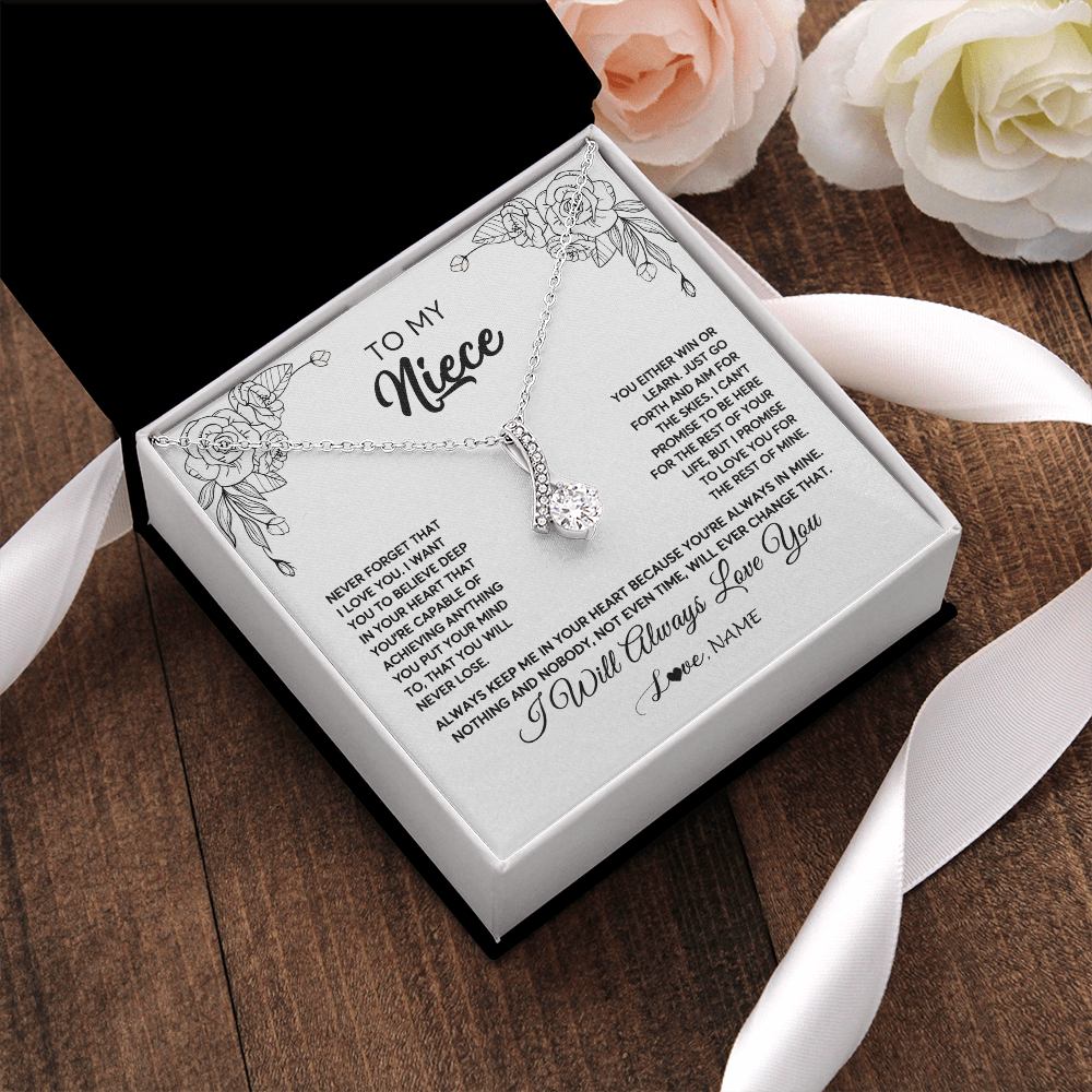 Alluring Beauty Necklace | Personalized To My Niece Necklace From Aunt Uncle Never Forget That I Love You Niece Birthday Christmas Pendant Jewelry Customized Gift Box Message Card | siriusteestore