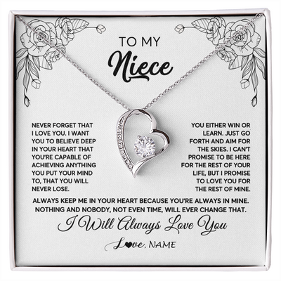 Forever Love Necklace | Personalized To My Niece Necklace From Aunt Uncle Never Forget That I Love You Niece Birthday Christmas Pendant Jewelry Customized Gift Box Message Card | siriusteestore