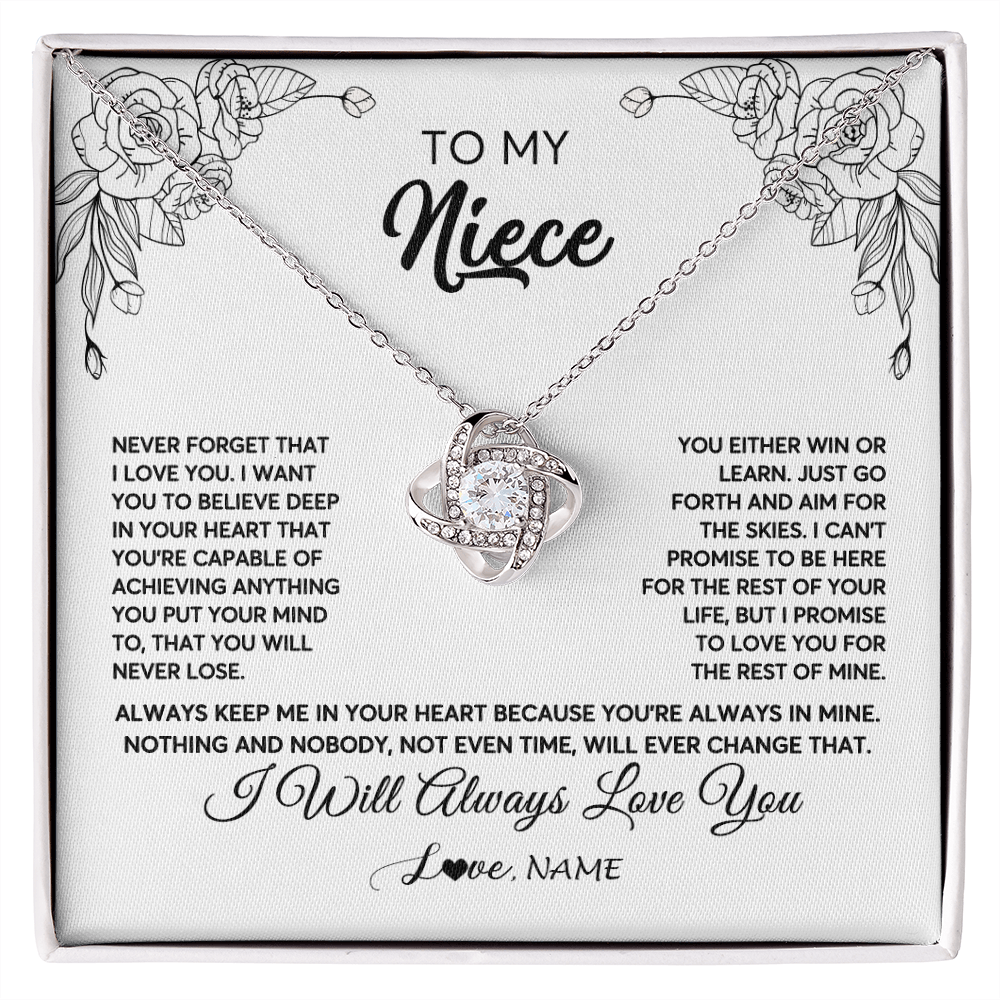 Love Knot Necklace | Personalized To My Niece Necklace From Aunt Uncle Never Forget That I Love You Niece Birthday Christmas Pendant Jewelry Customized Gift Box Message Card | siriusteestore