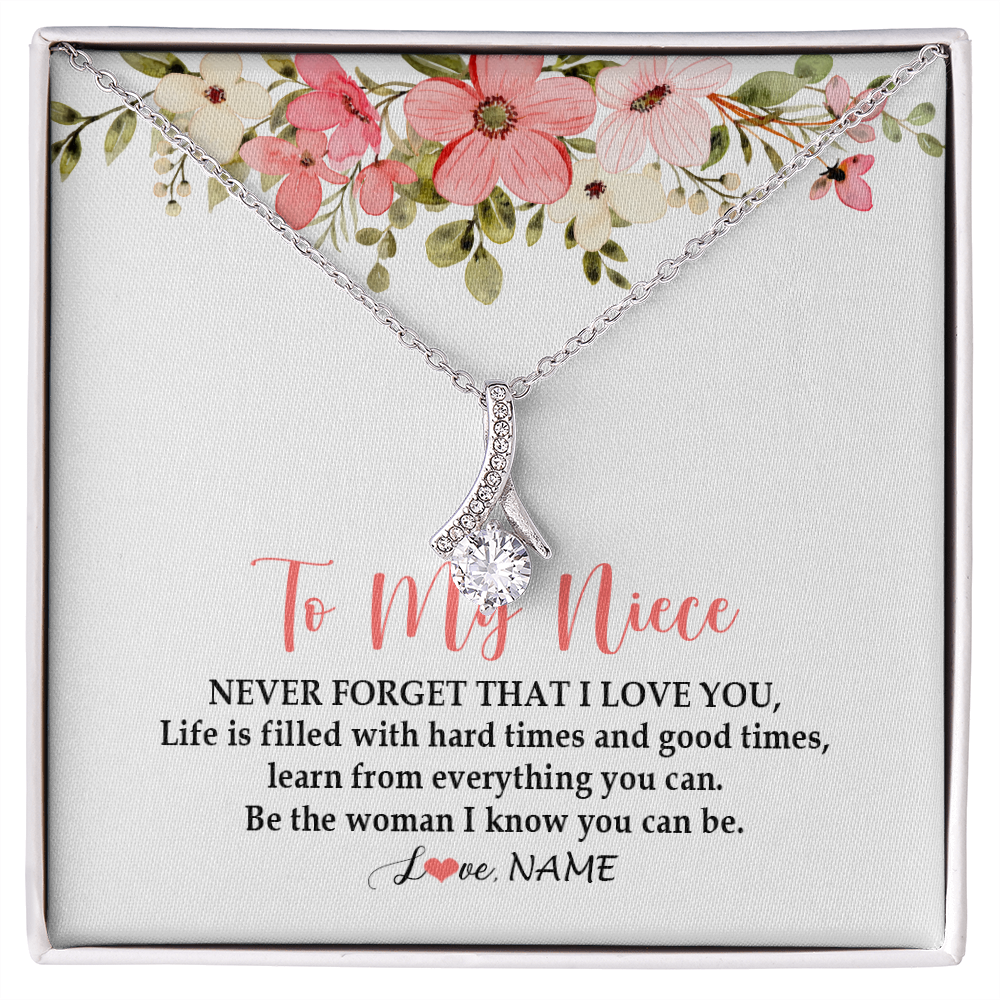 Alluring Beauty Necklace | Personalized To My Niece Necklace From Aunt Uncle Never Forget That I Love You Niece Pendant Jewelry Birthday Christmas Customized Gift Box Message Card | siriusteestore