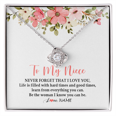 Love Knot Necklace | Personalized To My Niece Necklace From Aunt Uncle Never Forget That I Love You Niece Pendant Jewelry Birthday Christmas Customized Gift Box Message Card | siriusteestore