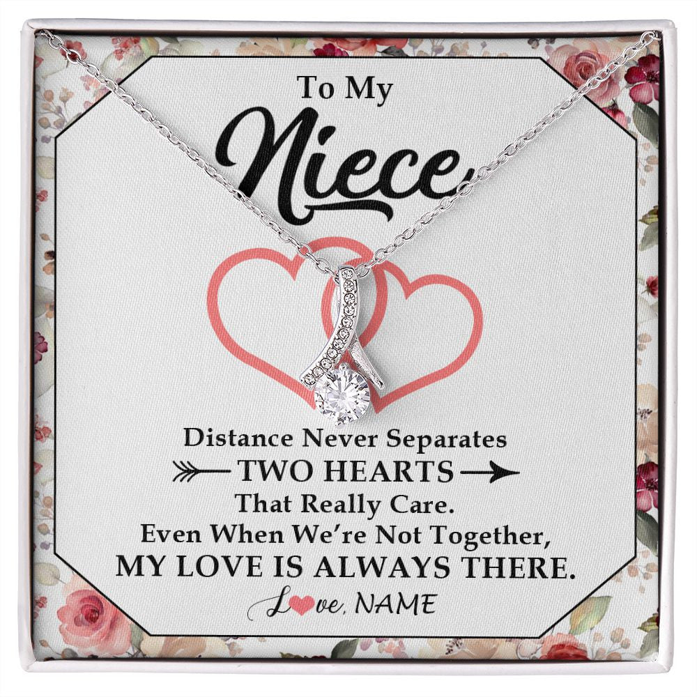 Alluring Beauty Necklace | Personalized To My Niece Necklace From Aunt Uncle Two Hearts Together Niece Jewelry Birthday Graduation Christmas Customized Gift Box Message Card | siriusteestore